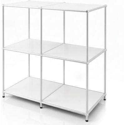 Floordirekt Concept Epure MK-027 Metalen rek, dressoir, wit, verchroomd, 80 x 80 x 40 cm (b x d), modulair insteeksysteem in modern design, metalen rek voor woonkamer, kantoor, hal Floordirekt Concept Epure MK-027 Metalen rek, dressoir, wit, verchroomd, 80 x 80 x 40 cm (b x d), modulair insteeksysteem in modern design, metalen rek voor woonkamer, kantoor, hal