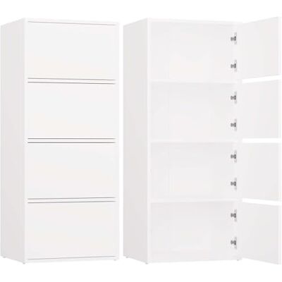 CDF Opbergkast, hoog, 50 cm, 4 deuren, 4 legplanken, woonkamer, kantoor, entree, slaapkamer, hal, meubel, dressoir, commode, kledingkast, kleerkast, slank, push-to-open zonder handgreep, modern, wit CDF Opbergkast, hoog, 50 cm, 4 deuren, 4 legplanken, woonkamer, kantoor, entree, slaapkamer, hal, meubel, dressoir, commode, kledingkast, kleerkast, slank, push-to-open zonder handgreep, modern, wit