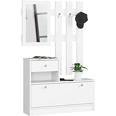 AKORD Set van 2 garderobes, schoenenkast met eindstuk en lade, B 25 x H 170 x D 90 cm en wandkapstok met spiegel, 90 x 100 cm (b x h), gewicht 39 kg AKORD Set van 2 garderobes, schoenenkast met eindstuk en lade, B 25 x H 170 x D 90 cm en wandkapstok met spiegel, 90 x 100 cm (b x h), gewicht 39 kg