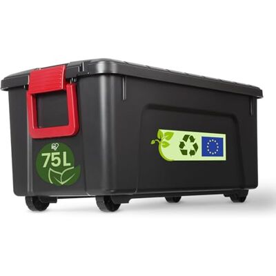 Iris Ohyama , Vouwdozen, 75 l, zwart, groot, robuust, stapelbaar, voor garage, planken, organisatiedoos, kunststof, container, SIA-75 Iris Ohyama , Vouwdozen, 75 l, zwart, groot, robuust, stapelbaar, voor garage, planken, organisatiedoos, kunststof, container, SIA-75