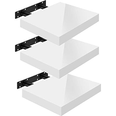 WOLTU Set van 3 zwevende wandplanken van MDF, 30 x 22,9 x 3,8 cm, wit glanzend WOLTU Set van 3 zwevende wandplanken van MDF, 30 x 22,9 x 3,8 cm, wit glanzend
