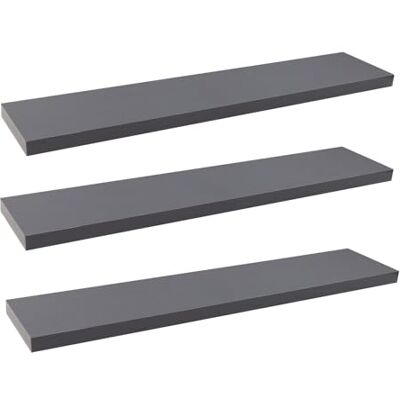 WOLTU Wandrek, boekenkast, decoratieve wandplanken, MDF-hout, set van 3, grijs WOLTU Wandrek, boekenkast, decoratieve wandplanken, MDF-hout, set van 3, grijs