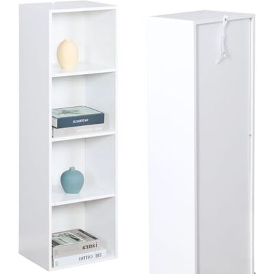 KARAT Elegant opbergrek met meerdere vakken, boekenkast voor de slaapkamer, in kubusvorm, met veiligheidsgordel, kantelbeveiliging (Alaska wit, 24 x 32 x 106 cm (b x h) (4 vakken)) KARAT Elegant opbergrek met meerdere vakken, boekenkast voor de slaapkamer, in kubusvorm, met veiligheidsgordel, kantelbeveiliging (Alaska wit, 24 x 32 x 106 cm (b x h) (4 vakken))