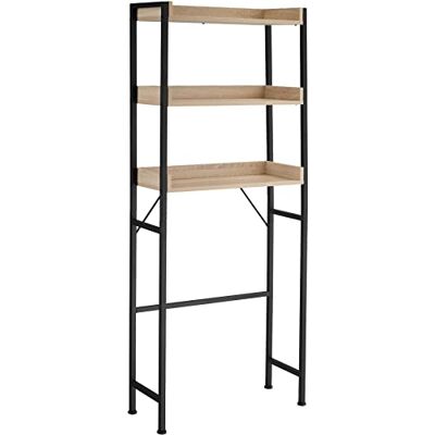 tectake ® Badkamerrek met 3 legplanken, wasmachinerek, hoge kast, wc-plank, 67 x 25 x 165 cm, verschillende kleuren, planken lichtbruin tectake ® Badkamerrek met 3 legplanken, wasmachinerek, hoge kast, wc-plank, 67 x 25 x 165 cm, verschillende kleuren, planken lichtbruin