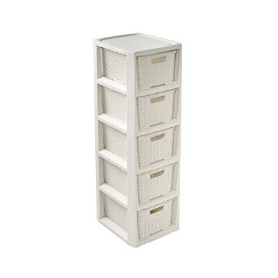 BranQ Home essential rotan rek crème 5 manden BranQ Home essential rotan rek crème 5 manden