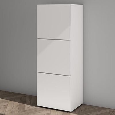 Mai & Mai Schoenenkast commode entree mat wit Opbergkast voor schoenen, commode met 3 vakken, schoenenrek, 45 x 36 x 120 cm, ACH2 Mai & Mai Schoenenkast commode entree mat wit Opbergkast voor schoenen, commode met 3 vakken, schoenenrek, 45 x 36 x 120 cm, ACH2