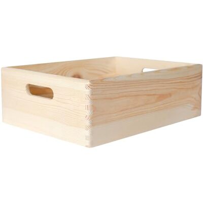 Creative XL Grote Platte Houten Krat-Doos Kist 40 x 30 x 14 cm (+/- 1 cm) met Handgrepen Ongeverfd Onvoltooide Hout Perfect voor Documenten, Kostbaarheden, Speelgoed en Gereedschap Creative XL Grote Platte Houten Krat-Doos Kist 40 x 30 x 14 cm (+/- 1 cm) met Handgrepen Ongeverfd Onvoltooide Hout Perfect voor Documenten, Kostbaarheden, Speelgoed en Gereedschap