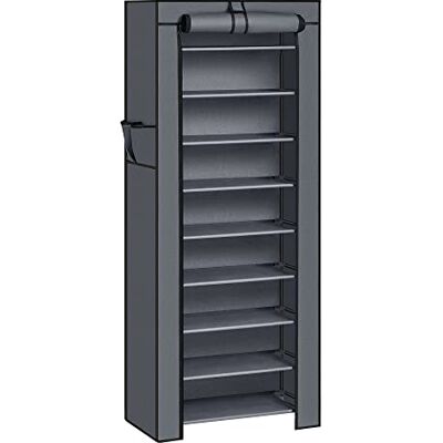 SONGMICS RXJ10G Schoenenrek met 10 lagen voor ca. 27 paar schoenen op stofdichte planken, 160 x 58 x 28 cm, grijs SONGMICS RXJ10G Schoenenrek met 10 lagen voor ca. 27 paar schoenen op stofdichte planken, 160 x 58 x 28 cm, grijs