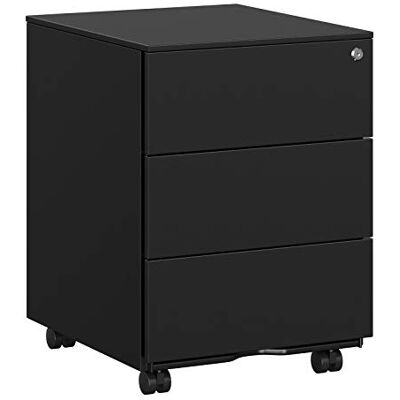 SONGMICS OFC63BK Mobiele bureaubox, afsluitbaar, met 3 laden, opslag voor documenten en schrijfwaren, voorgemonteerd, voor werk, thuiskantoor, 45 x 39 x 55 cm, matzwart OFC63BK SONGMICS OFC63BK Mobiele bureaubox, afsluitbaar, met 3 laden, opslag voor documenten en schrijfwaren, voorgemonteerd, voor werk, thuiskantoor, 45 x 39 x 55 cm, matzwart OFC63BK