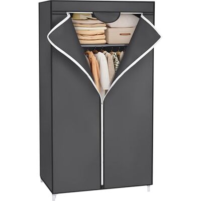 SONGMICS Kast van stof, opvouwbare kledingkast met ophangstang, eenvoudige kledingkast, organizer voor speelgoed, schoenen, tassen, woonkamer, slaapkamer, garderobe, 75 x 45 x 160 cm, grijs RYG83GY SONGMICS Kast van stof, opvouwbare kledingkast met ophangstang, eenvoudige kledingkast, organizer voor speelgoed, schoenen, tassen, woonkamer, slaapkamer, garderobe, 75 x 45 x 160 cm, grijs RYG83GY