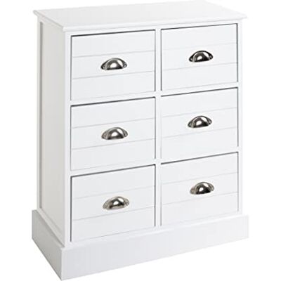 HAKU Möbel commode, massief hout, wit, L 60 x D 30 x H 75 cm HAKU Möbel commode, massief hout, wit, L 60 x D 30 x H 75 cm