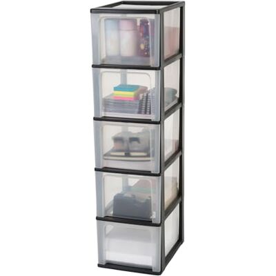 Iris Ohyama , OCH-2500 Opbergtoren, kunststof, 5 grote laden, zwart, gemakkelijk te openen, A4, A5 en A6, meubels, organizer, voor kantoor, schoolbenodigdheden, schrijfwaren, BPA-vrij, OCH-2500 Iris Ohyama , OCH-2500 Opbergtoren, kunststof, 5 grote laden, zwart, gemakkelijk te openen, A4, A5 en A6, meubels, organizer, voor kantoor, schoolbenodigdheden, schrijfwaren, BPA-vrij, OCH-2500