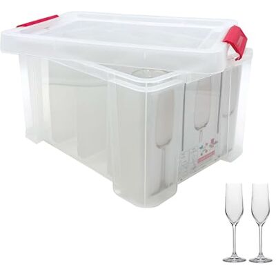 Sundis Champ Store Opbergdoos voor champagneglazen van transparante kunststof, versterkt met klikdeksel, stapelbaar en combineerbaar, inhoud 12 glazen Sundis Champ Store Opbergdoos voor champagneglazen van transparante kunststof, versterkt met klikdeksel, stapelbaar en combineerbaar, inhoud 12 glazen