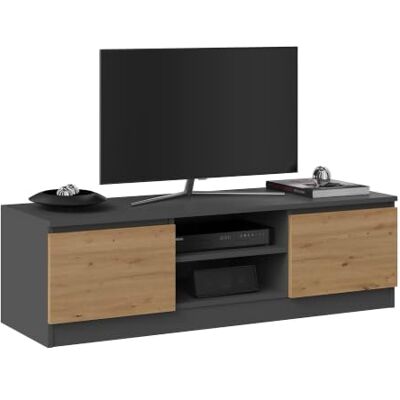 CDF TV-kast 120 Kleur: antraciet Artisan eiken Modern tv-meubel Planken voor audio/videoapparaten Opbergruimte voor kleine voorwerpen Ideaal voor woonkamer, slaapkamer Eenvoudige montage CDF TV-kast 120 Kleur: antraciet Artisan eiken Modern tv-meubel Planken voor audio/videoapparaten Opbergruimte voor kleine voorwerpen Ideaal voor woonkamer, slaapkamer Eenvoudige montage