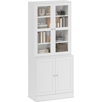 HOMCOM Boekenkast met 6 niveaus, 4 deuren, 76 x 40 x 178,5 cm, wit HOMCOM Boekenkast met 6 niveaus, 4 deuren, 76 x 40 x 178,5 cm, wit