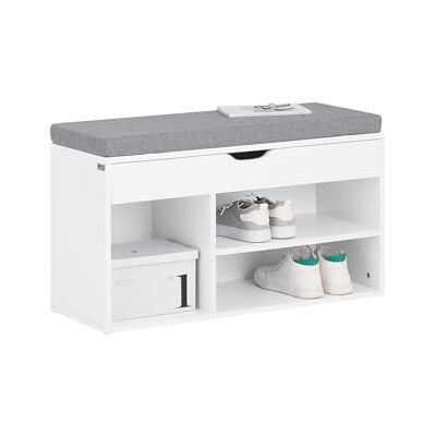 SoBuy ® FSR45-HG schoenenbank met zitkussen zitbank schoenenkast schoenenrek in wit, BHT ca: 80x46x30cm SoBuy ® FSR45-HG schoenenbank met zitkussen zitbank schoenenkast schoenenrek in wit, BHT ca: 80x46x30cm