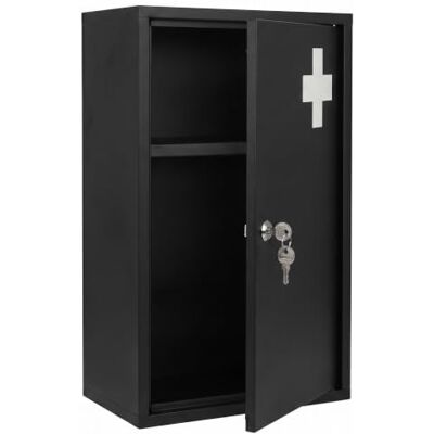 Spetebo Medicijnkastje, metaal, 50 x 30 cm, zwart Afsluitbaar, inclusief 2 sleutels, 3 vakken, wandmontage Spetebo Medicijnkastje, metaal, 50 x 30 cm, zwart Afsluitbaar, inclusief 2 sleutels, 3 vakken, wandmontage