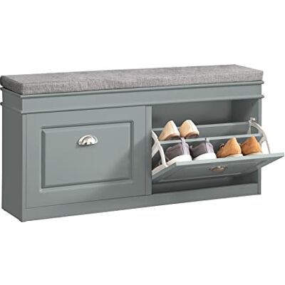 SoBuy FSR64-HG Schoenenrek, schoenenkast, 2 kleppen met kussens, comfortabel, ingangsmeubel, kist, schoenenrek Grijs SoBuy FSR64-HG Schoenenrek, schoenenkast, 2 kleppen met kussens, comfortabel, ingangsmeubel, kist, schoenenrek Grijs