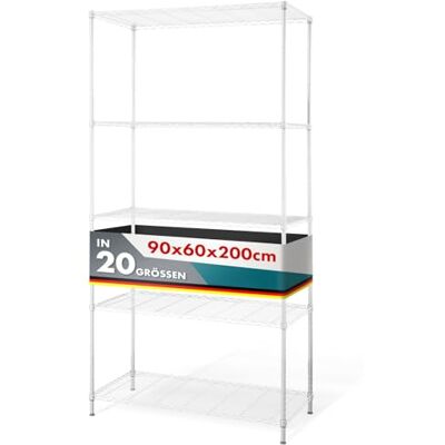 KARAT Decoratief en robuust metalen rek voor badkamer, keuken, kantoor, woonkamer en buiten (90 x 60 x 200 cm, chroom-himalaya: diameter 25 mm) KARAT Decoratief en robuust metalen rek voor badkamer, keuken, kantoor, woonkamer en buiten (90 x 60 x 200 cm, chroom-himalaya: diameter 25 mm)