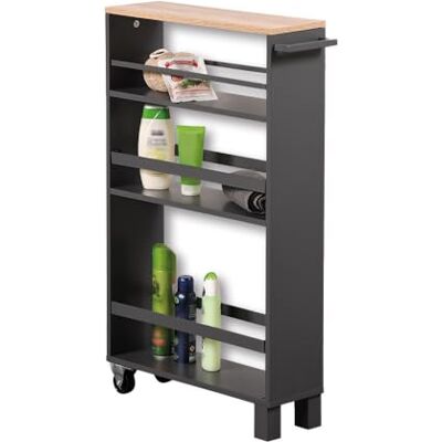 Kesper Rolbaar nisrek, materiaal: spaanplaat met decoratieve folie, afmetingen: 50 x 15 cm/hoogte: 79 cm, kleur: grijs, naturel 24856 13 Kesper Rolbaar nisrek, materiaal: spaanplaat met decoratieve folie, afmetingen: 50 x 15 cm/hoogte: 79 cm, kleur: grijs, naturel 24856 13