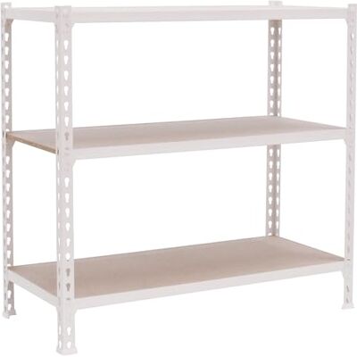 Simon Rack Maderclick Opbergrek met 3 niveaus, van hout, 150 kg, draagvermogen en buigpunt, 1000 x 900 x 300 mm, rek voor zware belasting, garagerek, wit/hout Simon Rack Maderclick Opbergrek met 3 niveaus, van hout, 150 kg, draagvermogen en buigpunt, 1000 x 900 x 300 mm, rek voor zware belasting, garagerek, wit/hout
