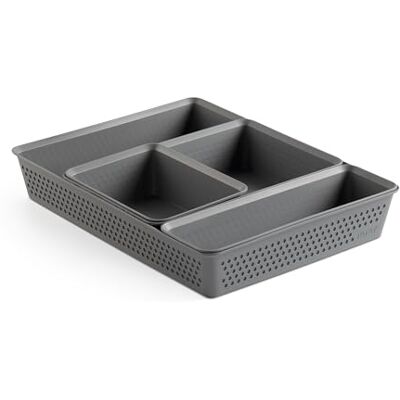 TATAY Bohol-lade-organizer, opbergmanden, gerecycled BPA-vrij Bohol lade-organizer set van 4 A6 + A5 + A4 + Slim opbergmanden gerecycled BPA-vrij dagelijks gebruik, grijs TATAY Bohol-lade-organizer, opbergmanden, gerecycled BPA-vrij Bohol lade-organizer set van 4 A6 + A5 + A4 + Slim opbergmanden gerecycled BPA-vrij dagelijks gebruik, grijs