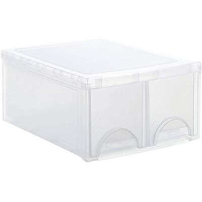 Rotho Front Box Grote ladebox met 2 laden van kunststof (PP) BPA-vrij, transparant, twin, (44,0 x 34,0 x 20,0 cm) Rotho Front Box Grote ladebox met 2 laden van kunststof (PP) BPA-vrij, transparant, twin, (44,0 x 34,0 x 20,0 cm)