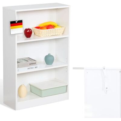 KARAT Elegant opbergrek met meerdere vakken, slaapkamerboekenkast in kubusvorm, met veiligheidsgordel, kantelbeveiliging (wit Maine, 24 D x 60 B x 93 H cm (3 vakken)) KARAT Elegant opbergrek met meerdere vakken, slaapkamerboekenkast in kubusvorm, met veiligheidsgordel, kantelbeveiliging (wit Maine, 24 D x 60 B x 93 H cm (3 vakken))