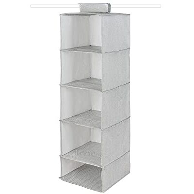 Compactor RAN10166 Hangorganizer voor schoenen en kleding, 5 vakken, klittenbandsluiting, belastbaar tot 6 kg, grijs/wit, Boston serie, 30 x 30 x 105 cm Compactor RAN10166 Hangorganizer voor schoenen en kleding, 5 vakken, klittenbandsluiting, belastbaar tot 6 kg, grijs/wit, Boston serie, 30 x 30 x 105 cm