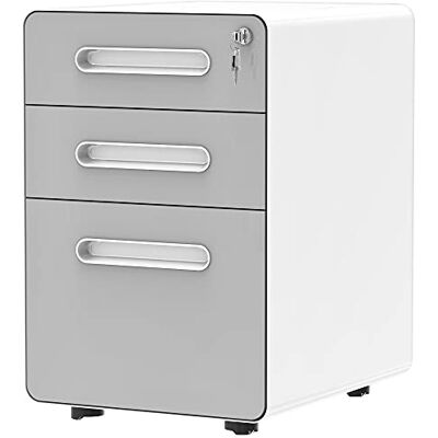 YITAHOME Rolling File Cabinet, Metalen Mobiele File Cabinet met Lock, Filing Cabinet Under Desk Past Legal/Letter/A4 Size voor Home/Office, Volledig gemonteerd, Grijs en Wit YITAHOME Rolling File Cabinet, Metalen Mobiele File Cabinet met Lock, Filing Cabinet Under Desk Past Legal/Letter/A4 Size voor Home/Office, Volledig gemonteerd, Grijs en Wit