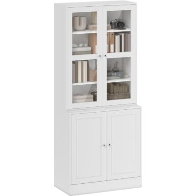 HOMCOM Boekenkast met 6 niveaus, 4 deuren, 76 x 40 x 178,5 cm, wit Opbergkast, 2 deuren van gehard glas, verstelbare planken, moderne stijl, woonkamer, kantoor, slaapkamer HOMCOM Boekenkast met 6 niveaus, 4 deuren, 76 x 40 x 178,5 cm, wit Opbergkast, 2 deuren van gehard glas, verstelbare planken, moderne stijl, woonkamer, kantoor, slaapkamer