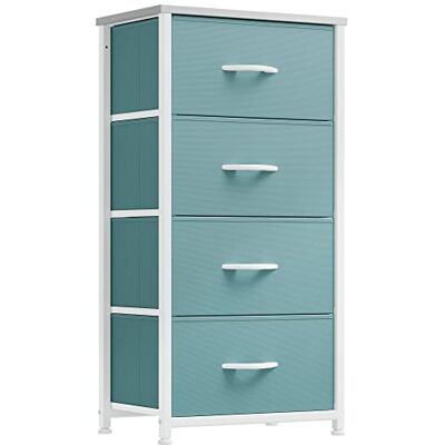 YITAHOME Commode Opbergkast met 4 laden van stof met handgrepen, groen YITAHOME Commode Opbergkast met 4 laden van stof met handgrepen, groen