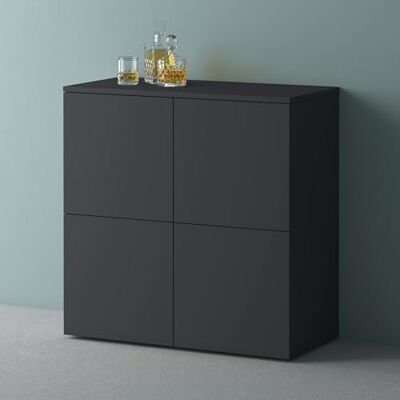 Mai & Mai Opbergkast dressoir, commode, grijs, zwart, mat, 76 cm Opbergrek, 4 deuren en 8 vakken, verstelbare verdeler, kast woonkamer eetkamer, 76 x 36,4 x 76 cm, SR04 Mai & Mai Opbergkast dressoir, commode, grijs, zwart, mat, 76 cm Opbergrek, 4 deuren en 8 vakken, verstelbare verdeler, kast woonkamer eetkamer, 76 x 36,4 x 76 cm, SR04
