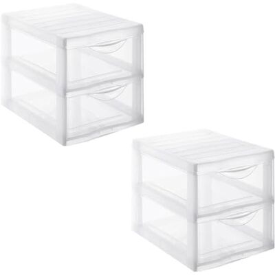Sundis Orgamix 2 stuks transparante kunststof opbergtorens, 2 laden DIN A4-papier, hoogte 25,5 cm, stapelbaar, ideaal voor het opbergen van kantoor, cursus, documenten, benodigdheden Sundis Orgamix 2 stuks transparante kunststof opbergtorens, 2 laden DIN A4-papier, hoogte 25,5 cm, stapelbaar, ideaal voor het opbergen van kantoor, cursus, documenten, benodigdheden