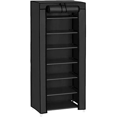 SONGMICS Schoenenrek 7 niveaus, Schoenenrek, met stoffen bekleding, Opbergkast, Garderobe, groot, eenvoudig te monteren, 46 x 28 x 126 cm (L x B x H), Zwart RXJ024B02V1 SONGMICS Schoenenrek 7 niveaus, Schoenenrek, met stoffen bekleding, Opbergkast, Garderobe, groot, eenvoudig te monteren, 46 x 28 x 126 cm (L x B x H), Zwart RXJ024B02V1