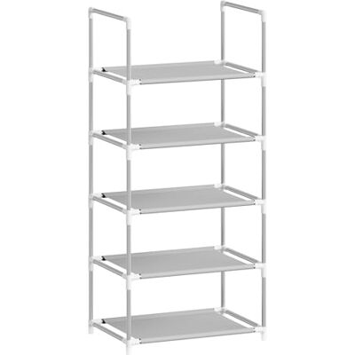 WOLTU Schoenenrek van vliesstof, 5 niveaus, metalen frame, afneembaar rek voor 10 paar schoenen, sneakers, laarzen, hal, slaapkamer, 41 x 28 x 89 cm, grijs WOLTU Schoenenrek van vliesstof, 5 niveaus, metalen frame, afneembaar rek voor 10 paar schoenen, sneakers, laarzen, hal, slaapkamer, 41 x 28 x 89 cm, grijs