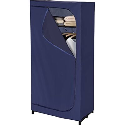 WENKO Zakelijke kledingkast met legplank vouwkast van polyester, 75 x 160 x 50 cm, donkerblauw WENKO Zakelijke kledingkast met legplank vouwkast van polyester, 75 x 160 x 50 cm, donkerblauw