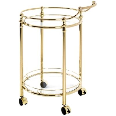 HAKU serveerwagen messing, metaal, gehard glas Dim.: L 59 cm x H 79 cm x D 49 cm, Stijl: hedendaags HAKU serveerwagen messing, metaal, gehard glas Dim.: L 59 cm x H 79 cm x D 49 cm, Stijl: hedendaags