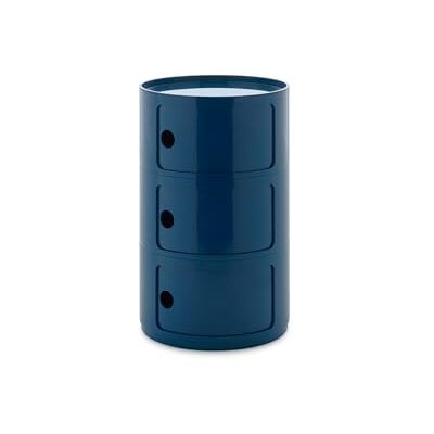 Kartell Componibili Grote container, 3 vakken, diameter 42 cm, blauw Kartell Componibili Grote container, 3 vakken, diameter 42 cm, blauw