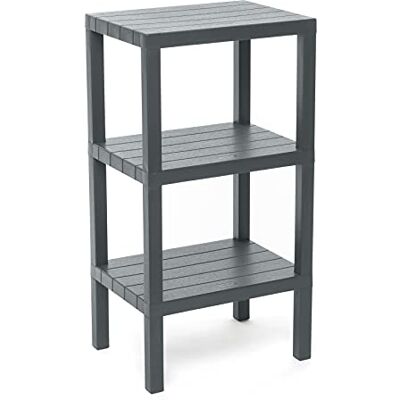 TATAY Plank, grijs, 38 x 29 x 73,5 cm Kunststof rek met 3 niveaus, vochtbestendigheid, binnen en buiten, belasting 30 kg, model Lombok, grijs TATAY Plank, grijs, 38 x 29 x 73,5 cm Kunststof rek met 3 niveaus, vochtbestendigheid, binnen en buiten, belasting 30 kg, model Lombok, grijs