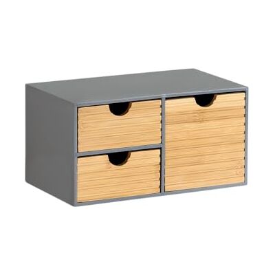 Kesper Organiseur avec 3 tiroirs, MDF & Bambou, Dimensions: 27 x 16 x 14 cm, Couleur: Gris, Naturel 58961 Kesper Organiseur avec 3 tiroirs, MDF & Bambou, Dimensions: 27 x 16 x 14 cm, Couleur: Gris, Naturel 58961