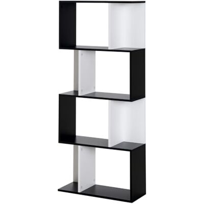 HOMCOM Boekenkast met 5 niveaus, S-vorm, 60 x 24 x 148 cm, zwart/wit Opbergkast met planken, voor woonkamer, slaapkamer, kantoor, opbergrek, eikenhout HOMCOM Boekenkast met 5 niveaus, S-vorm, 60 x 24 x 148 cm, zwart/wit Opbergkast met planken, voor woonkamer, slaapkamer, kantoor, opbergrek, eikenhout