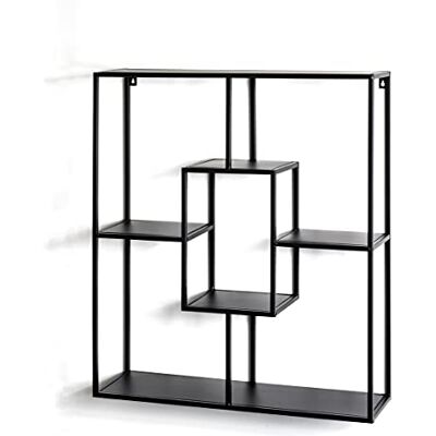 HAKU wandplank zwart, metaal Dim.: B 60 cm x H 70 cm x D 18 cm, Stijl: Modern HAKU wandplank zwart, metaal Dim.: B 60 cm x H 70 cm x D 18 cm, Stijl: Modern