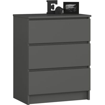 AKORD K60 commode met 3 laden, klassieke commode voor slaapkamer, woonkamer, opbergkast, 60 x 77 x 40 cm (l x h), gewicht 25 kg, grafietgrijs AKORD K60 commode met 3 laden, klassieke commode voor slaapkamer, woonkamer, opbergkast, 60 x 77 x 40 cm (l x h), gewicht 25 kg, grafietgrijs