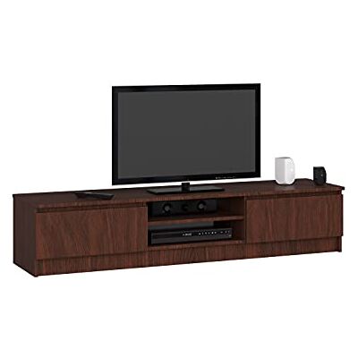 AKORD TV-kast K-160 Een open compartiment 2 legplanken met draaideuren links en rechts 33 x 160 x 40 cm Gewicht 30 kg Kleur wengé AKORD TV-kast K-160 Een open compartiment 2 legplanken met draaideuren links en rechts 33 x 160 x 40 cm Gewicht 30 kg Kleur wengé