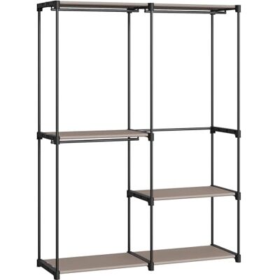 SONGMICS RYG25R02 Opbergkast, opvouwbare kledingkast, metalen kast, met kledingstang, kledingrek, organizer, voor garderobe, slaapkamer, 138 x 43 x 182 cm, zwart SONGMICS RYG25R02 Opbergkast, opvouwbare kledingkast, metalen kast, met kledingstang, kledingrek, organizer, voor garderobe, slaapkamer, 138 x 43 x 182 cm, zwart