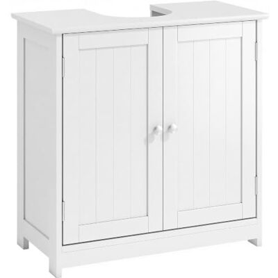 kleankin Badkamermeubel onder wastafel 60L x 30B x H cm Wit Onderkast van hout, kast met 2 deuren en rek kleankin Badkamermeubel onder wastafel 60L x 30B x H cm Wit Onderkast van hout, kast met 2 deuren en rek