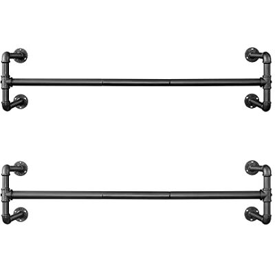 SONGMICS Wandkapstokken, set van 2, ophangstangen voor kleding, imitatie pijp, industriële stijl, 112 x 30 x 29,3 cm, belasting 60 kg, eenvoudige montage, voor kleine ruimte, zwart HSR64BK-02 SONGMICS Wandkapstokken, set van 2, ophangstangen voor kleding, imitatie pijp, industriële stijl, 112 x 30 x 29,3 cm, belasting 60 kg, eenvoudige montage, voor kleine ruimte, zwart HSR64BK-02