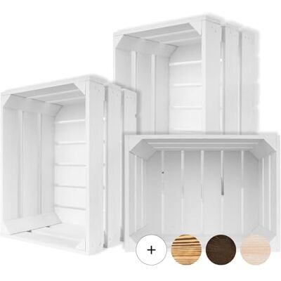 Creative Set van 3 houten kisten, wit, 40 x 30 x 23 cm, voor opslag en decoratie, vintage Creative Set van 3 houten kisten, wit, 40 x 30 x 23 cm, voor opslag en decoratie, vintage