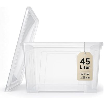 Ikea Samla Opbergdoos met deksel, stapelbaar, transparant, robuust, grote dozen voor huis en kelder, 57 x 39 x 28 cm (b x d x h) Ikea Samla Opbergdoos met deksel, stapelbaar, transparant, robuust, grote dozen voor huis en kelder, 57 x 39 x 28 cm (b x d x h)